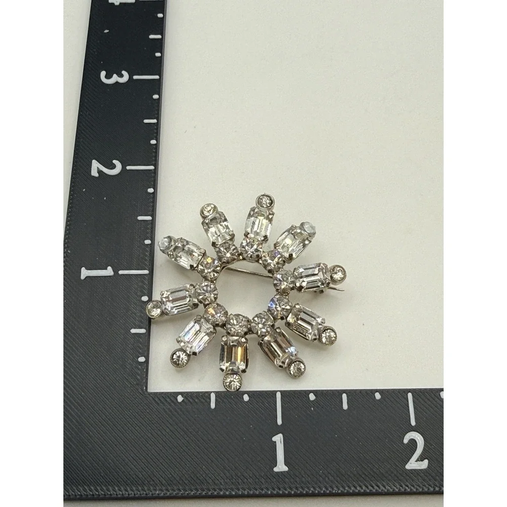 Schoffel Austria Brooch Clear Crystal Starburst Wreath READ